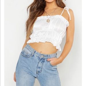 Boohoo tie crop top
